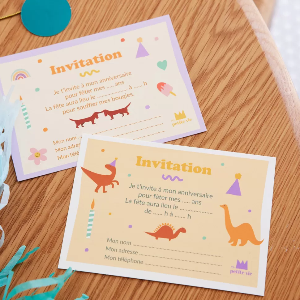 Ma petite vie Décoration>Lot de 6 Cartes d'Invitation Anniversaire Dinosaures