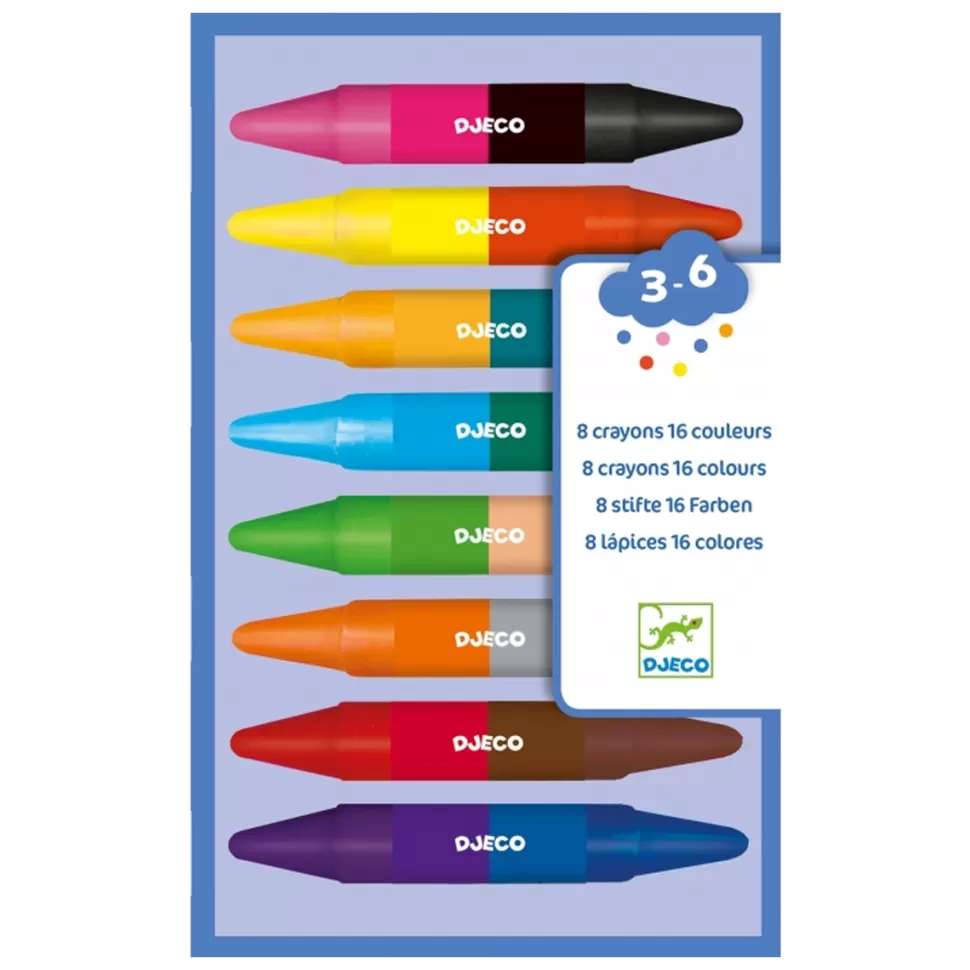 Djeco Loisirs Créatifs>Lot de 8 Crayons Doubles Côtés