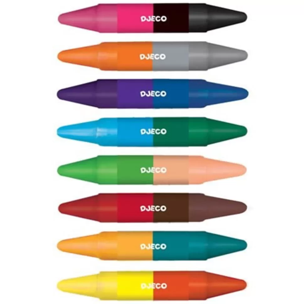 Djeco Loisirs Créatifs>Lot de 8 Crayons Doubles Côtés