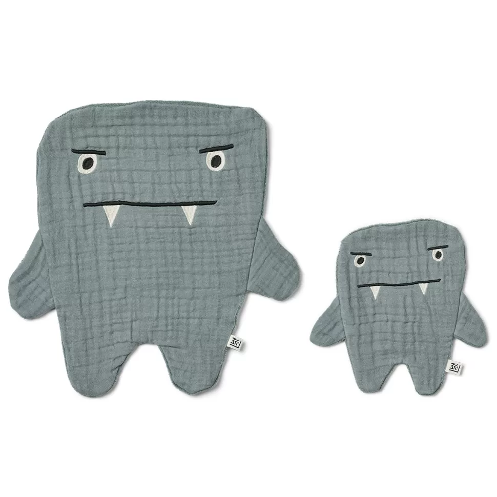 Liewood Textile>Lot de 2 Débarbouillettes Janai - Monsters Blue Mix