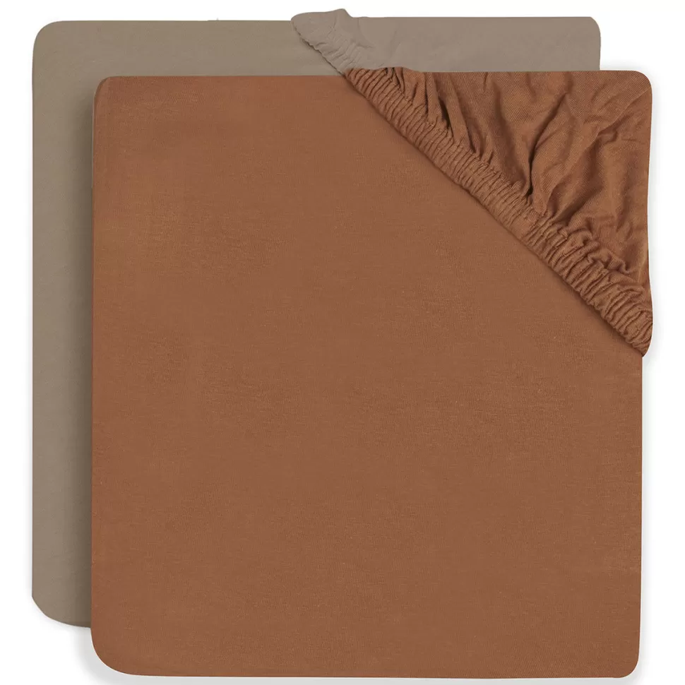 Jollein Literie Bébé>Lot de 2 Draps Housse Caramel & Biscuit - 60 x 120 cm