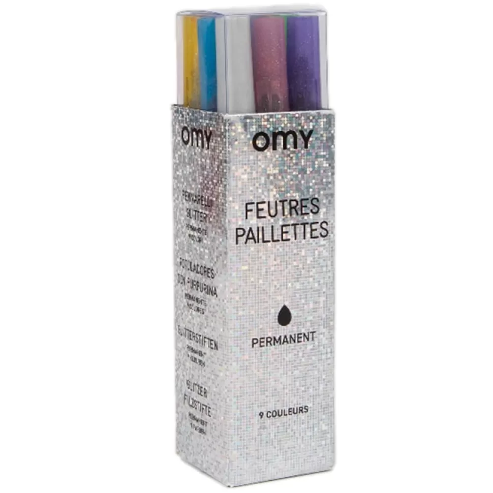 Omy Loisirs Créatifs>Lot de 9 Feutres Paillettes