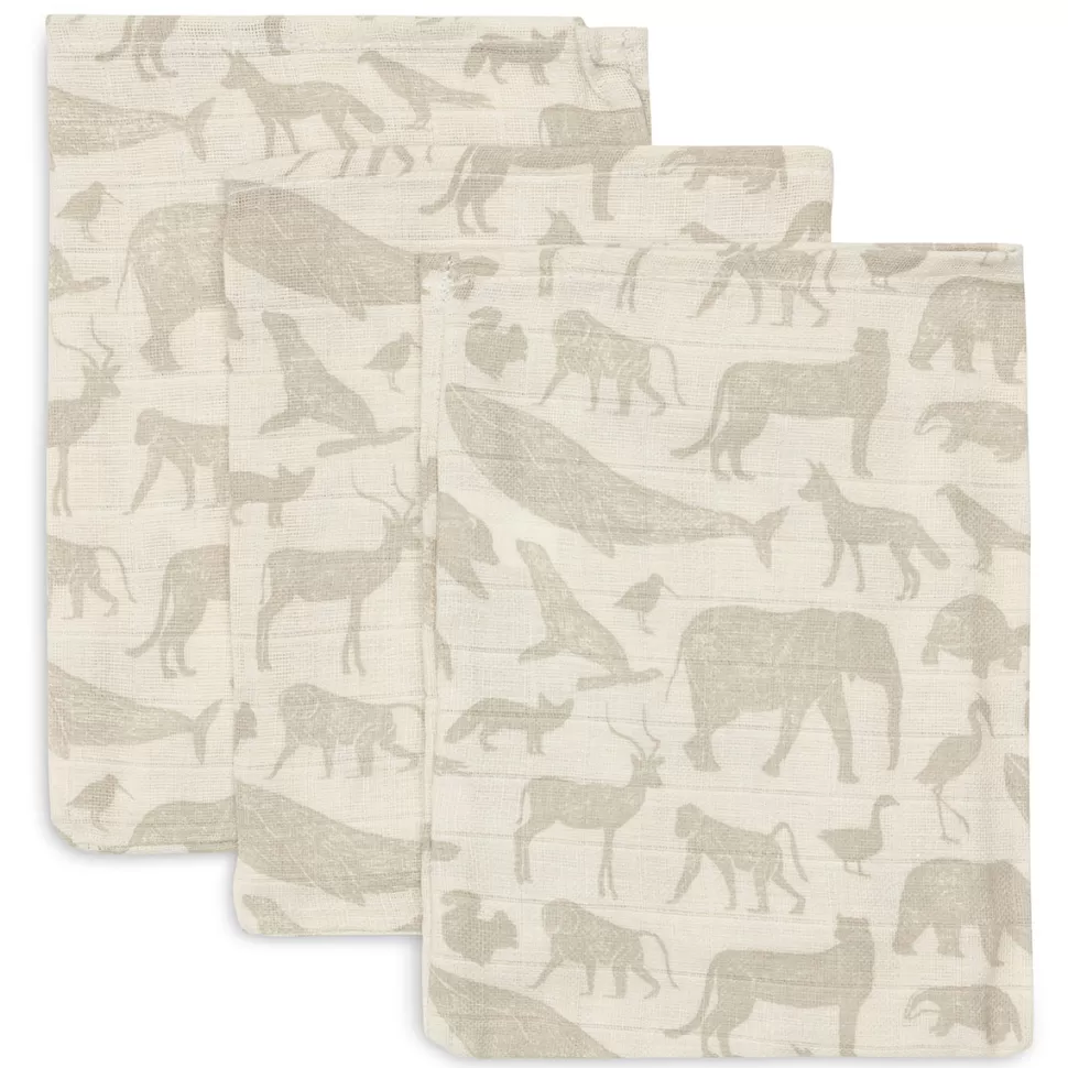 Jollein Textile>Lot de 3 Gants de Toilette - Animals Nougat