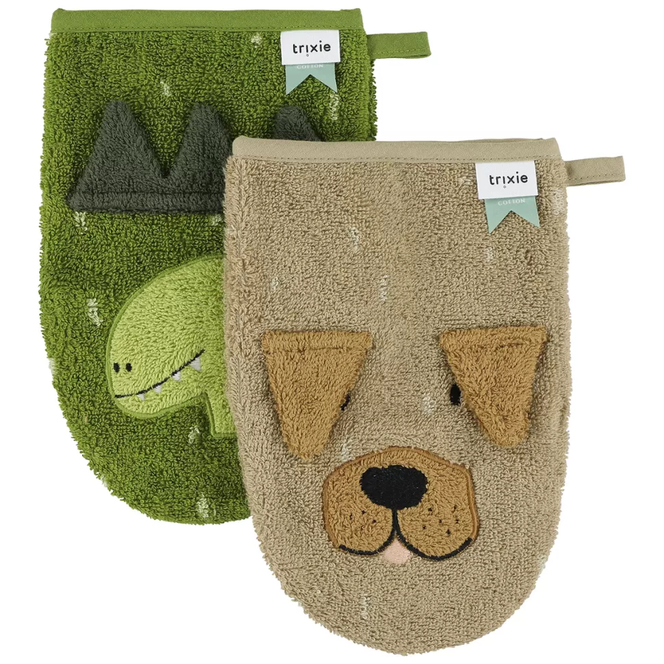 Trixie Baby Textile>Lot de 2 Gants de Toilette - Mr Dino & Mr. Dog