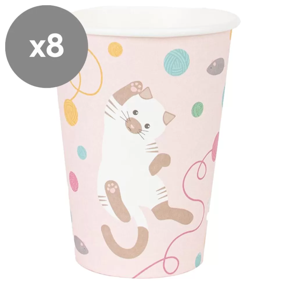 My Little Day Repas>Lot de 8 Gobelets en Papier Chat - 205 ml