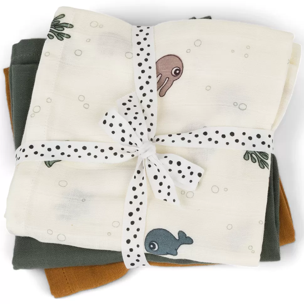 Done by Deer Textile>Lot de 3 Langes - Sea Friends Beige