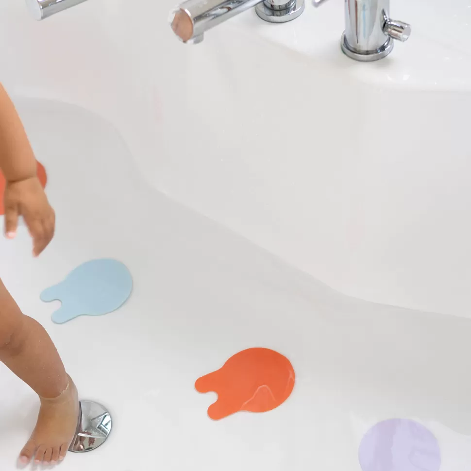 Quutopia Baignoire>Lot de 8 Méduses Antidérapantes Grippi - Bleu et Corail