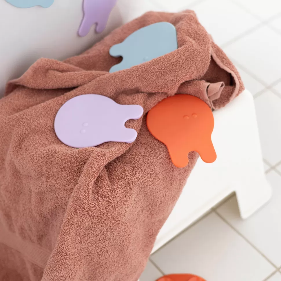 Quutopia Baignoire>Lot de 8 Méduses Antidérapantes Grippi - Bleu et Corail