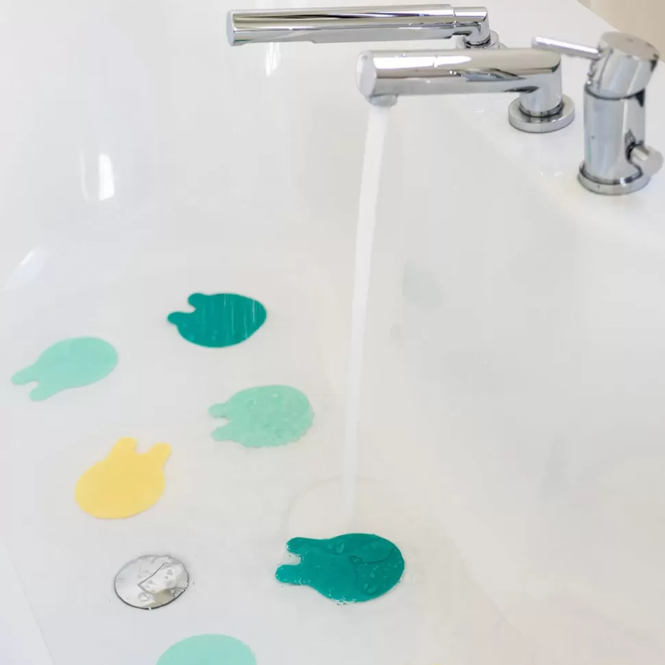 Quutopia Baignoire>Lot de 8 Méduses Antidérapantes Grippi - Jaune et Menthe