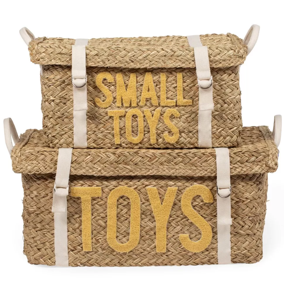 Childhome Rangement>Lot de 2 Paniers en Rotin - Jaune