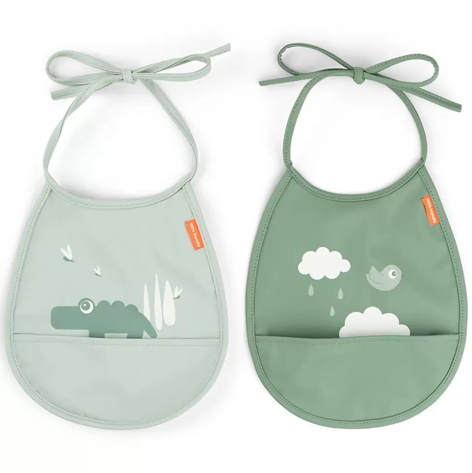 Done by Deer Bavoir | Repas>Lot de 2 Petits Bavoirs - Croco Vert