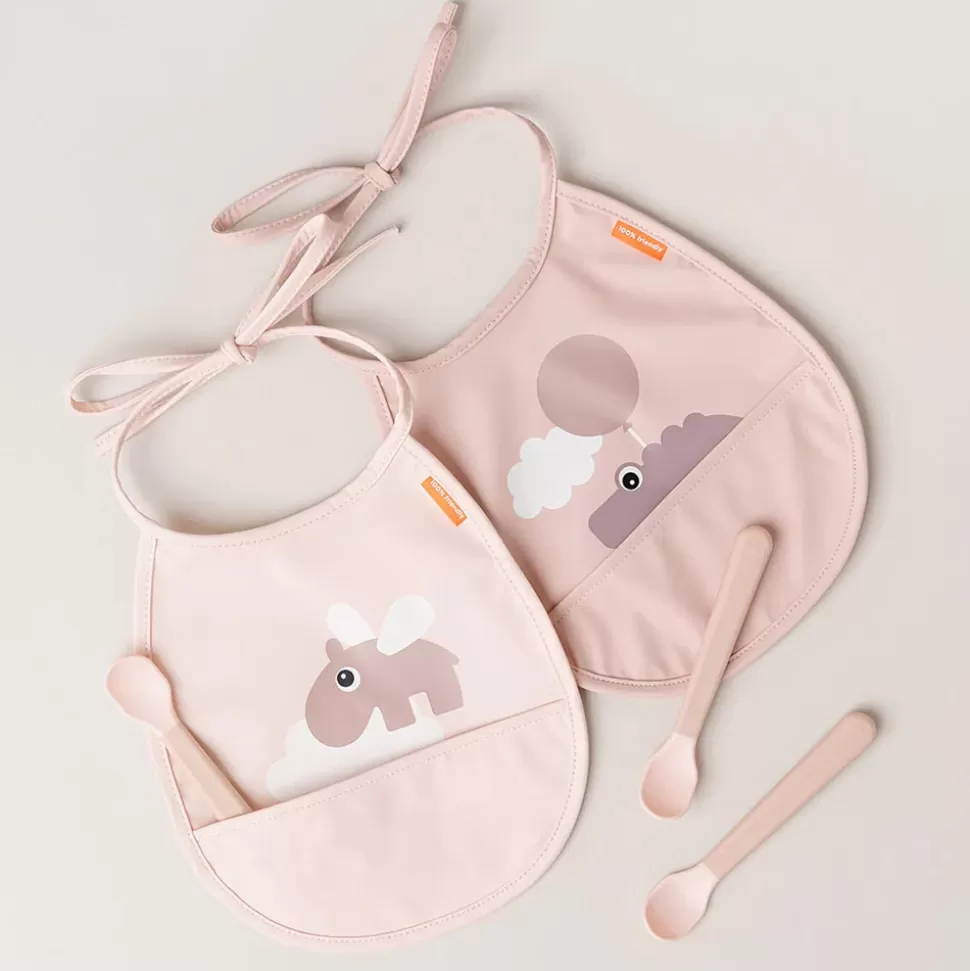 Done by Deer Bavoir | Repas>Lot de 2 Petits Bavoirs - Happy Clouds Rose