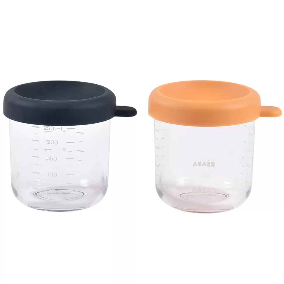 BÉABA Repas>Lot de 2 Portions Verre 250 ml - Night Blue & Honey