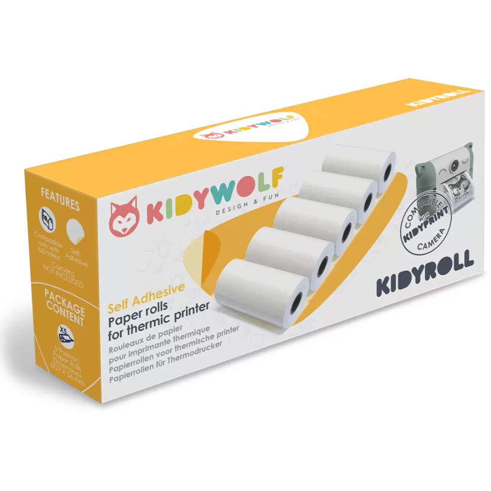 Kidywolf Mes Premiers Jouets>Lot de 5 Rouleaux de Papier Thermique Autocollant KidyRoll