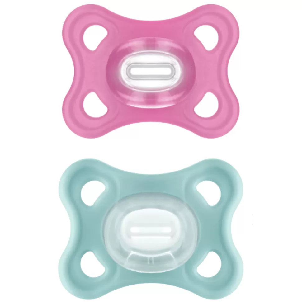 MAM Succion>Lot de 2 Sucettes Comfort Silicone Rose - 2/6 Mois
