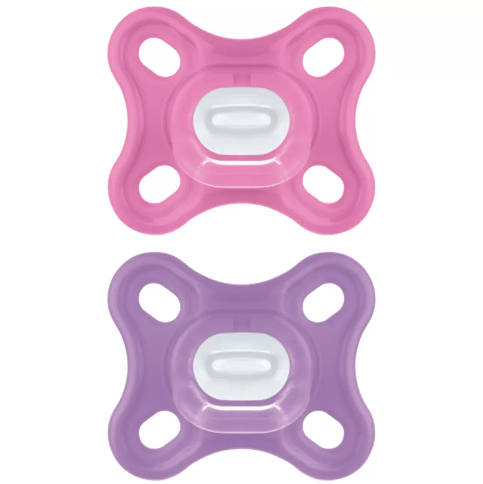 MAM Succion>Lot de 2 Sucettes Comfort Silicone Rose - 0/2 Mois