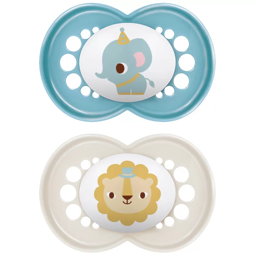 MAM Succion>Lot de 2 Sucettes Original Animaux Eléphant et Lion - 18 Mois +