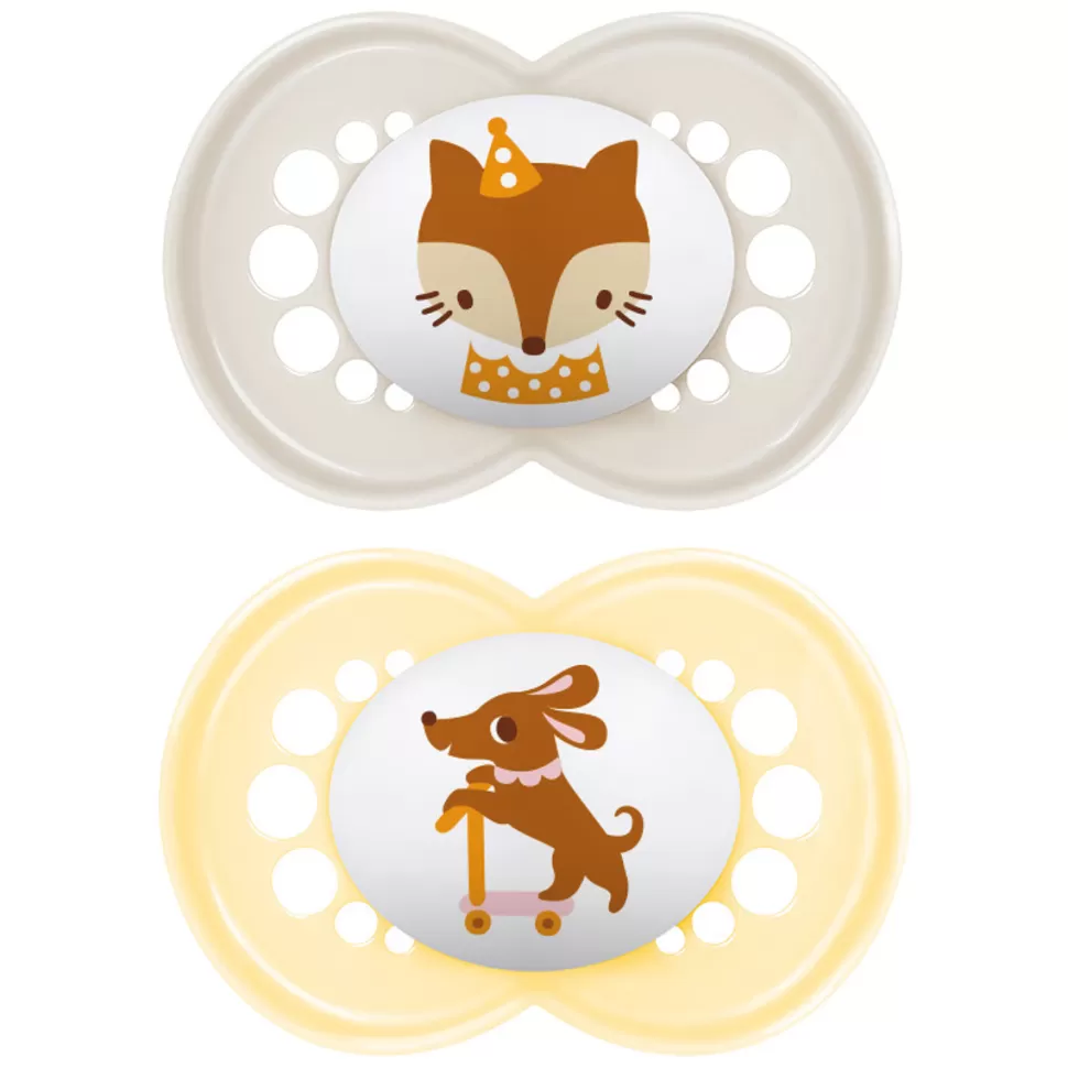 MAM Succion>Lot de 2 Sucettes Original Animaux Renard et Chien - 18 Mois +