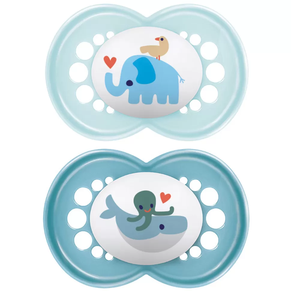 MAM Succion>Lot de 2 Sucettes Original Classique Eléphant et Baleine - 18 Mois +