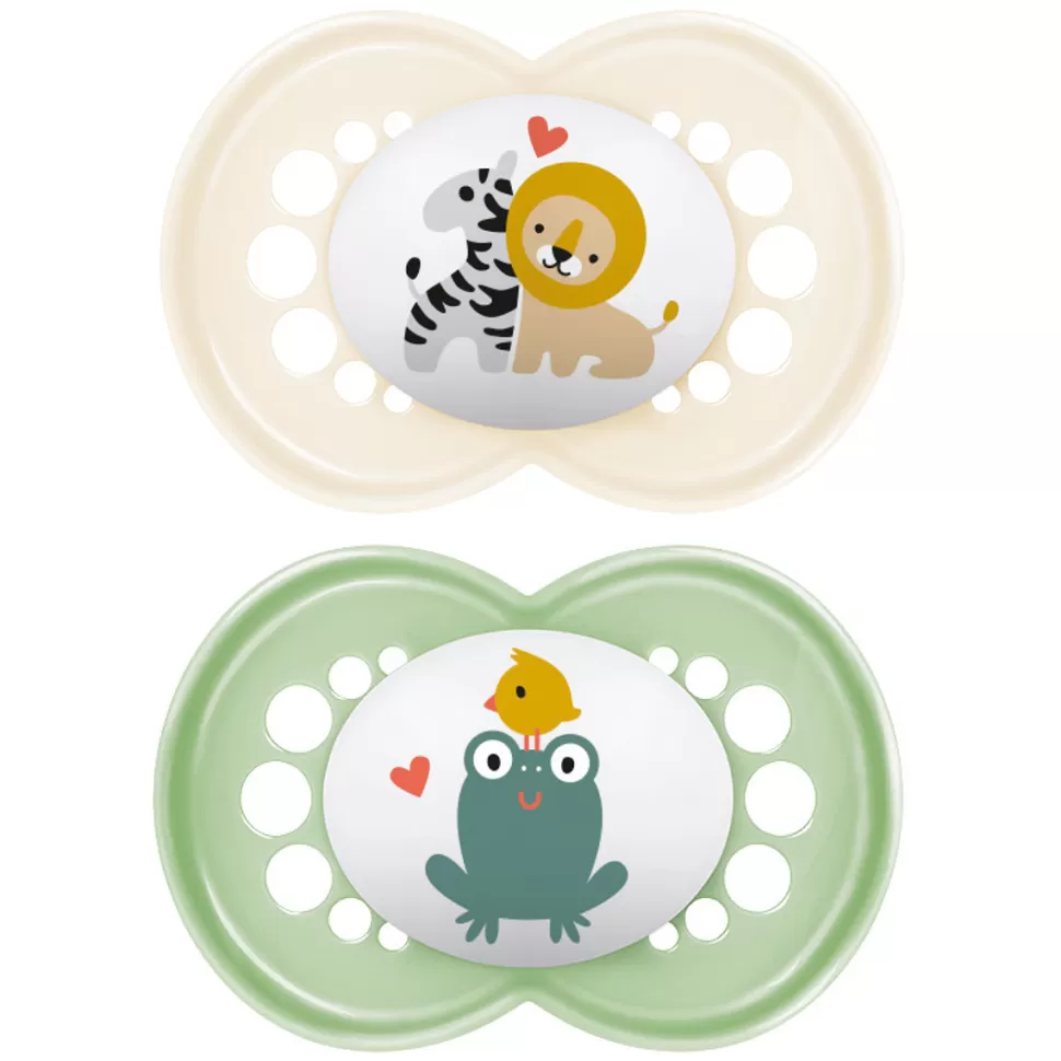 MAM Succion>Lot de 2 Sucettes Original Classique Lion et Grenouille - 18 Mois +