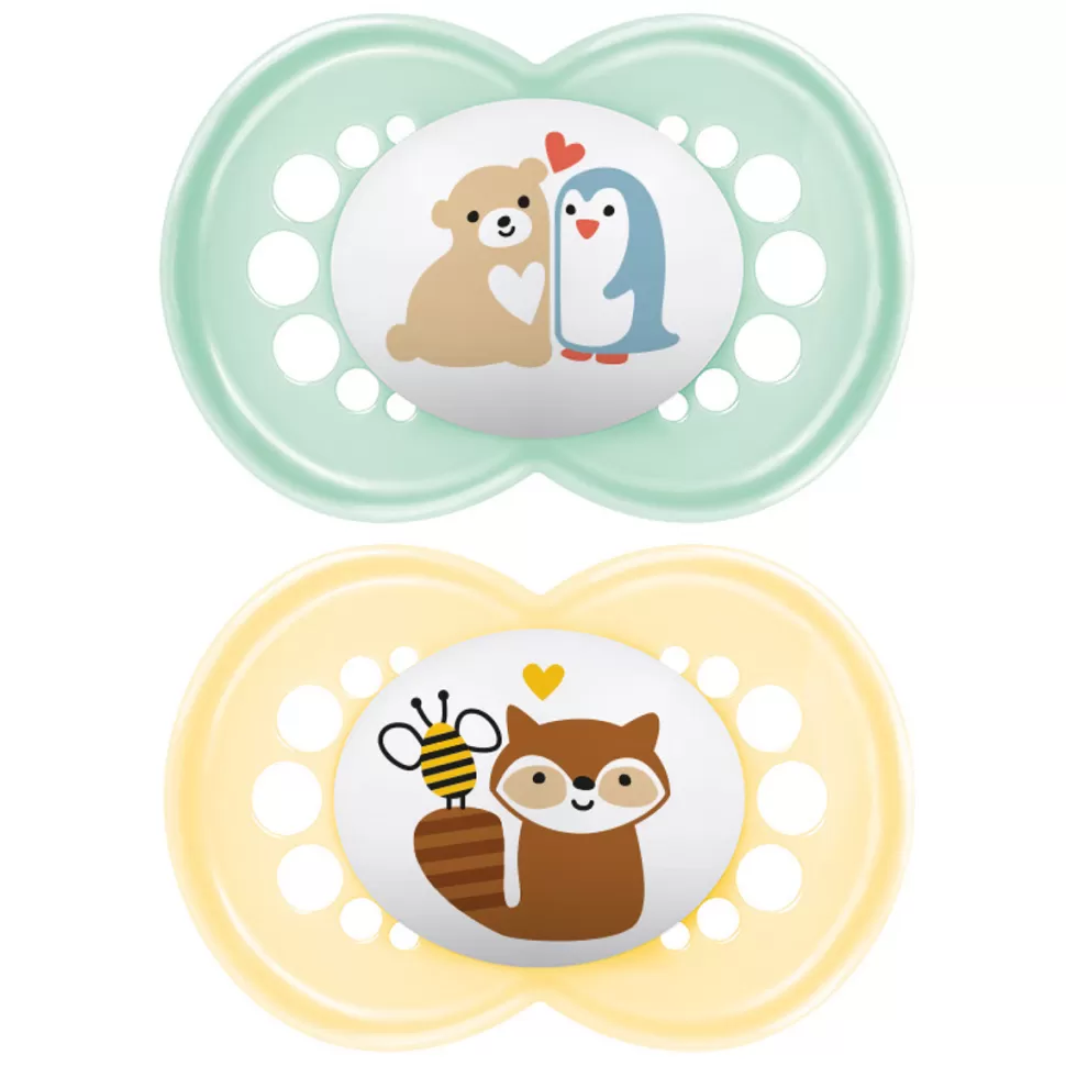 MAM Succion>Lot de 2 Sucettes Original Classique Pingouin et Renard - 18 Mois +