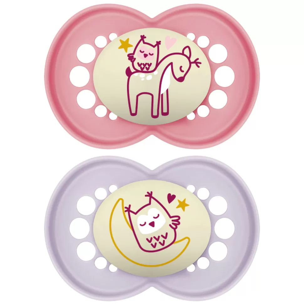 MAM Succion>Lot de 2 Sucettes Original Nuit Chouette et Faon - 18 Mois +