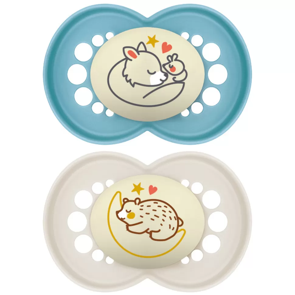 MAM Succion>Lot de 2 Sucettes Original Nuit Renard et Ours - 18 Mois +