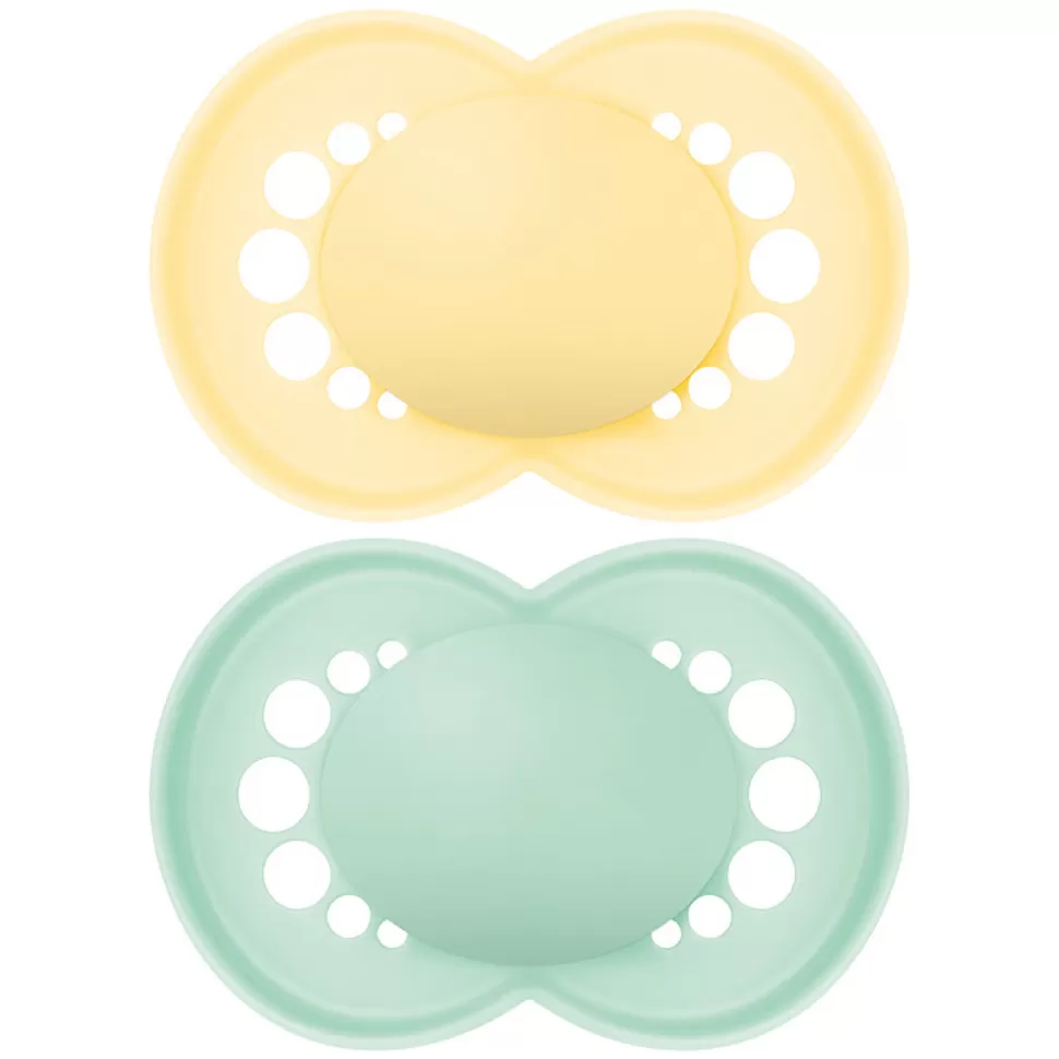 MAM Succion>Lot de 2 Sucettes Original Tendance Jaune et Vert - 6 Mois +