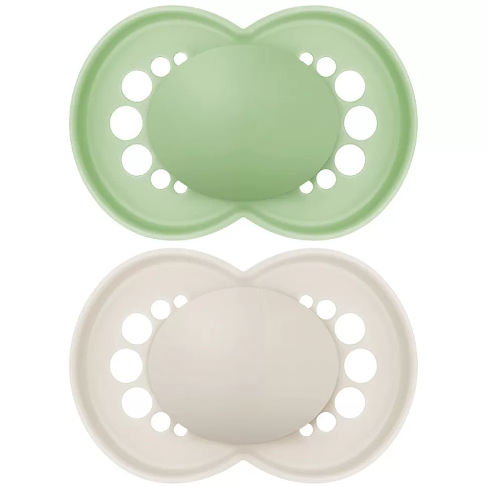MAM Succion>Lot de 2 Sucettes Original Tendance Vert et Crème - 6 Mois +