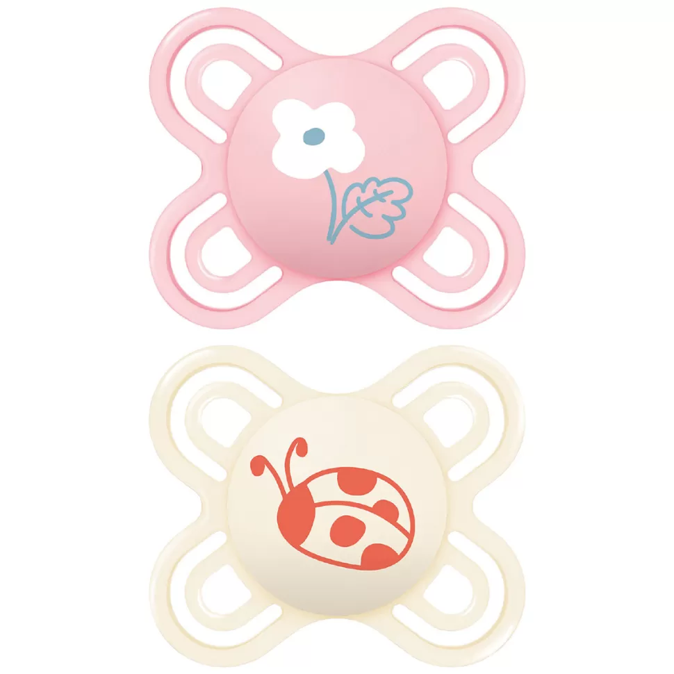 MAM Succion>Lot de 2 Sucettes Perfect Fleur et Coccinelle - 0/2 Mois