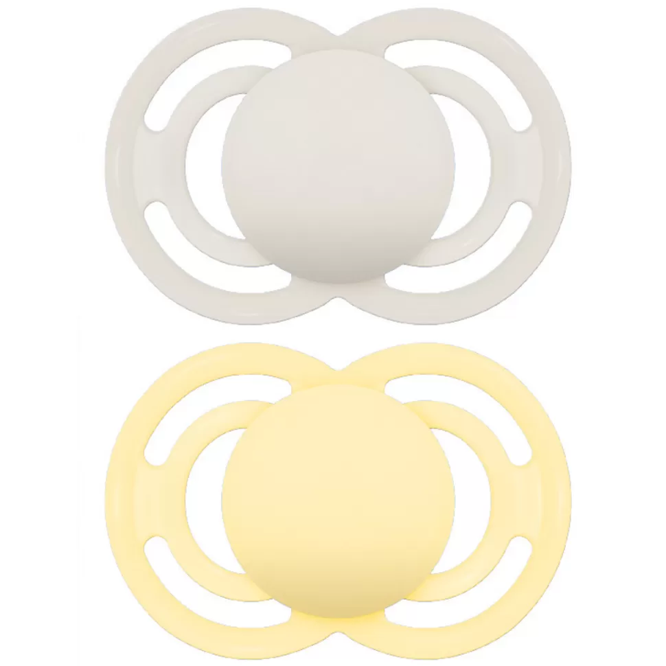 MAM Succion>Lot de 2 Sucettes Perfect Gris et Jaune - 18 Mois +