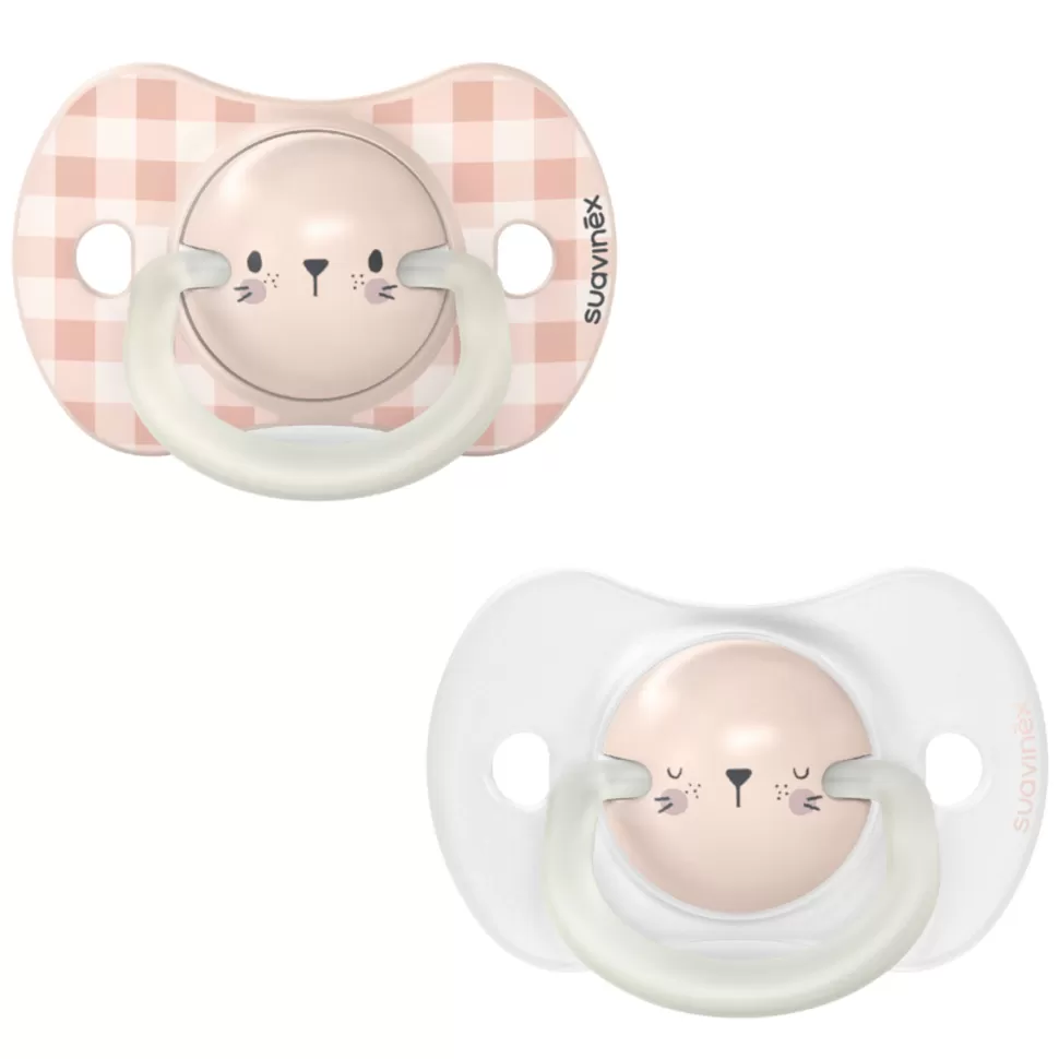 Suavinex Succion>Lot de 2 Sucettes Symétriques SX Pro Night & Day Lapin - 0/6 Mois