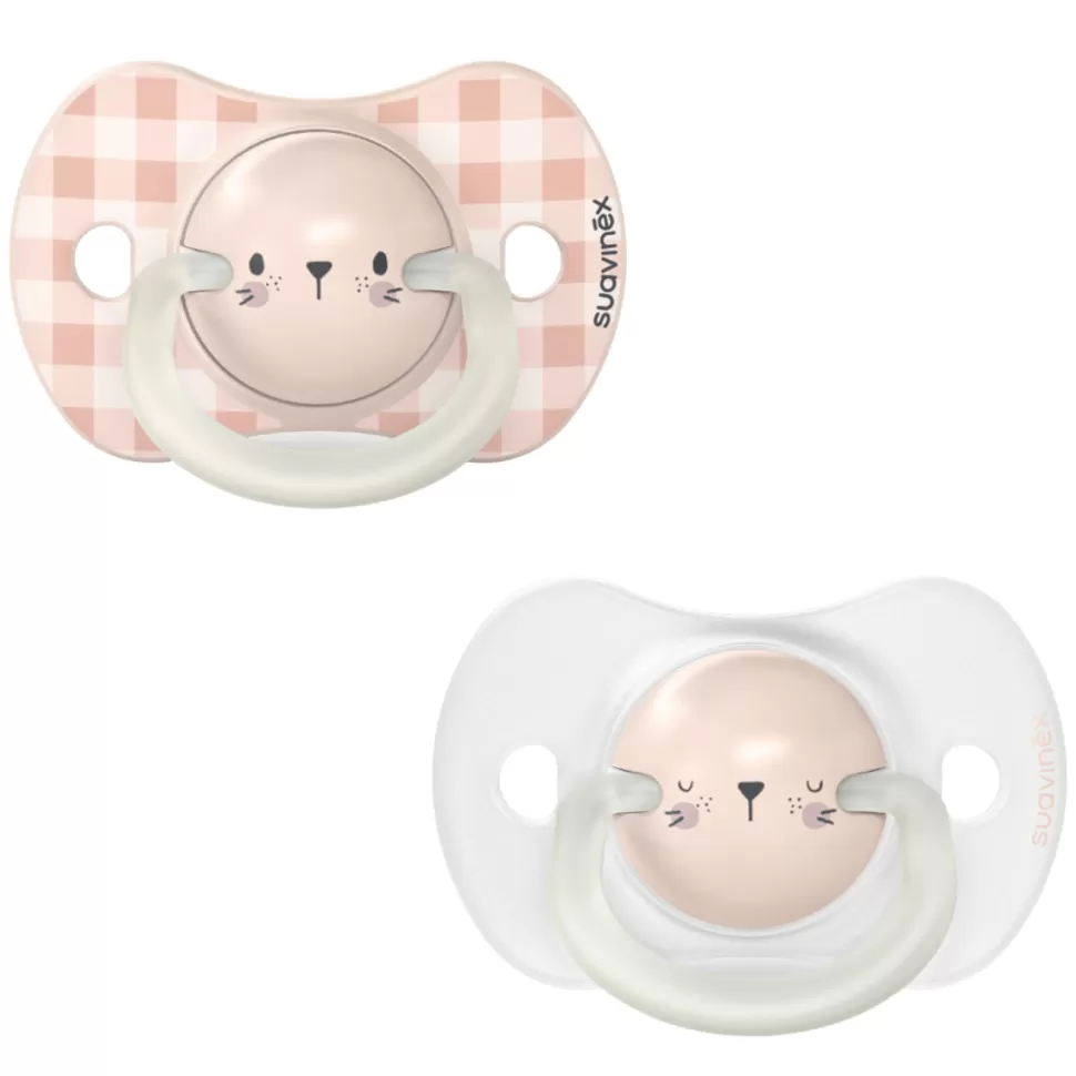 Suavinex Succion>Lot de 2 Sucettes Symétriques SX Pro Night & Day Lapin - 6/18 Mois
