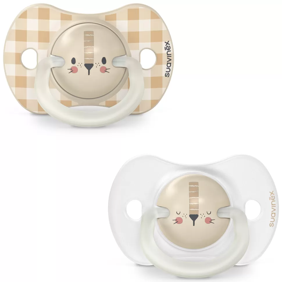 Suavinex Succion>Lot de 2 Sucettes Symétriques SX Pro Night & Day Lion - 0/6 Mois