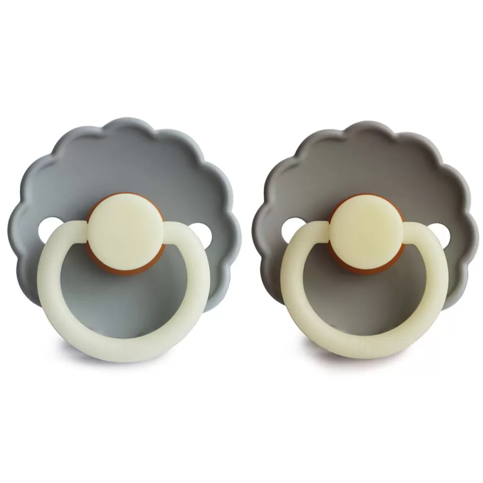 Frigg Succion>Lot de 2 Tétines Daisy Night Caoutchouc French Gray & Portobello - 6/18 Mois