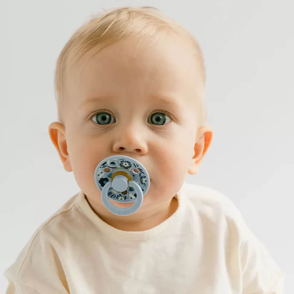 Bibs Succion>Lot de 2 Tétines Rondes x Liberty Bobo Dusty Blue Mix - 6/18 Mois
