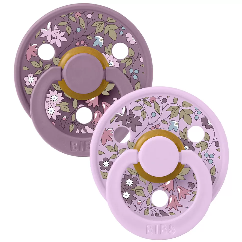 Bibs Succion>Lot de 2 Tétines Rondes x Liberty Chamomile Lawn Violet Sky Mix - 6/18 Mois