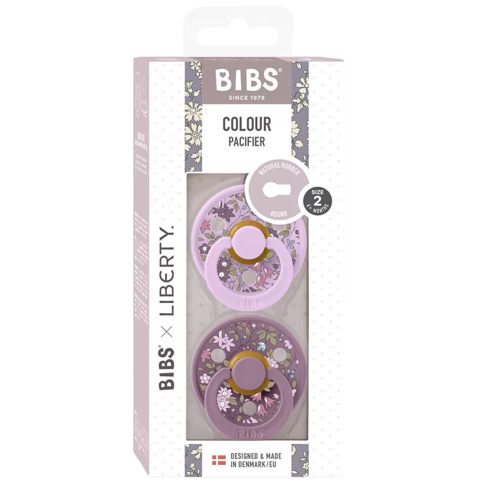 Bibs Succion>Lot de 2 Tétines Rondes x Liberty Chamomile Lawn Violet Sky Mix - 6/18 Mois