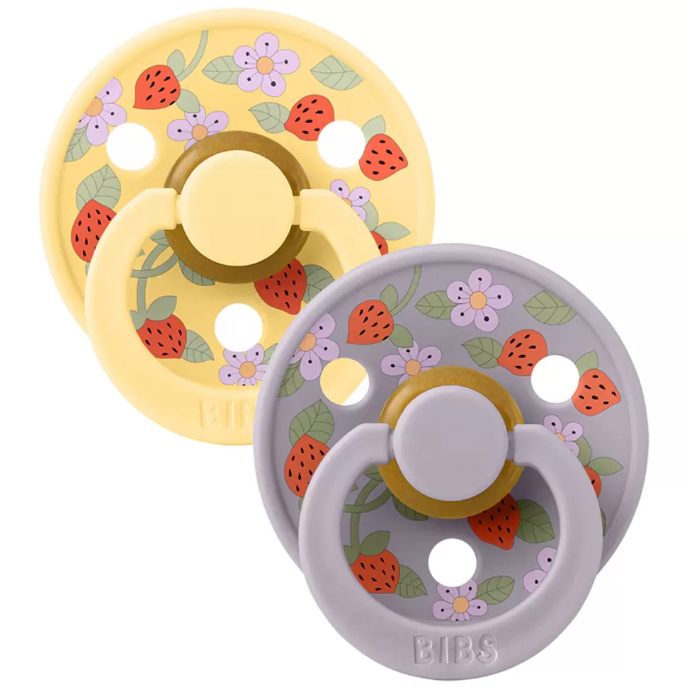 Bibs Succion>Lot de 2 Tétines Rondes x Liberty Strawberries and Cream Pale Butter Mix - 6/18 Mois