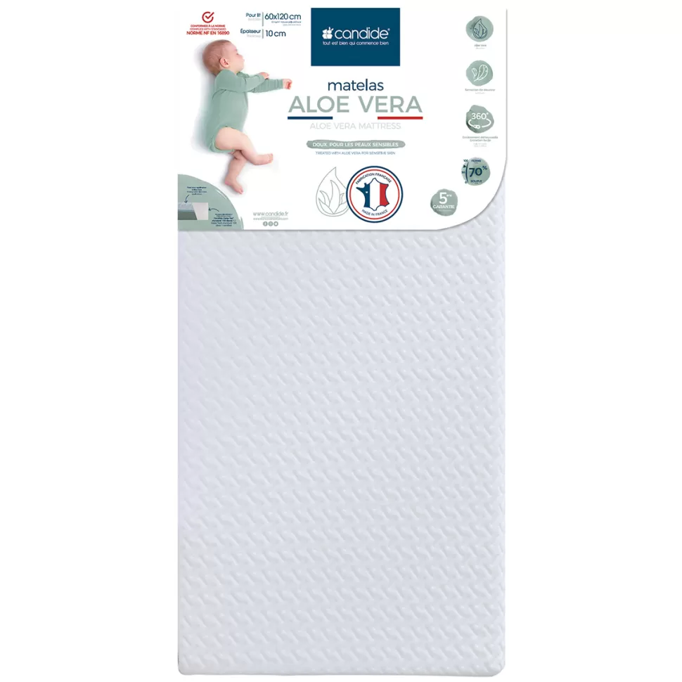 Candide Literie Bébé>Matelas Aloé Vera Déhoussable - 60 x 120 cm