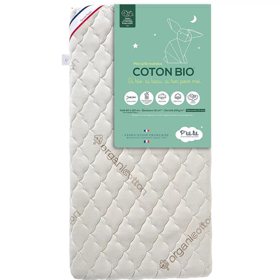 P'tit Lit Literie Bébé>Matelas Mon P'tit Matelas Coton Bio - 60 x 120 cm