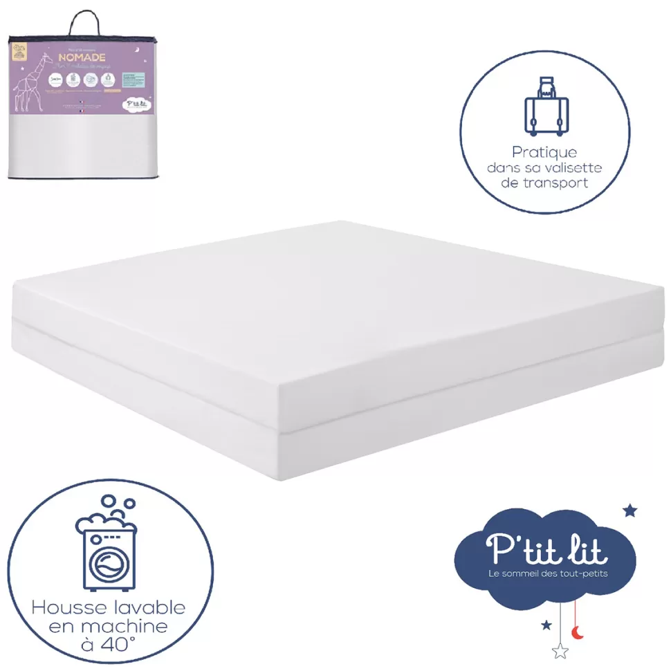 P'tit Lit Literie Bébé>Matelas Mon P'tit Matelas Nomade 100% Microfibres - 60 x 120 cm