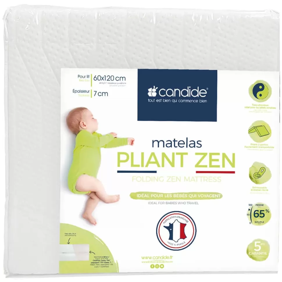Candide Literie Bébé>Matelas Pliant Zen - 60 x 120 cm - Oeko-Tex
