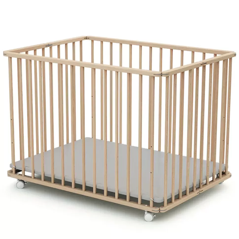 WEBABY Meuble Bébé>Parc Pliant Hêtre Brut - 100 x 100 cm