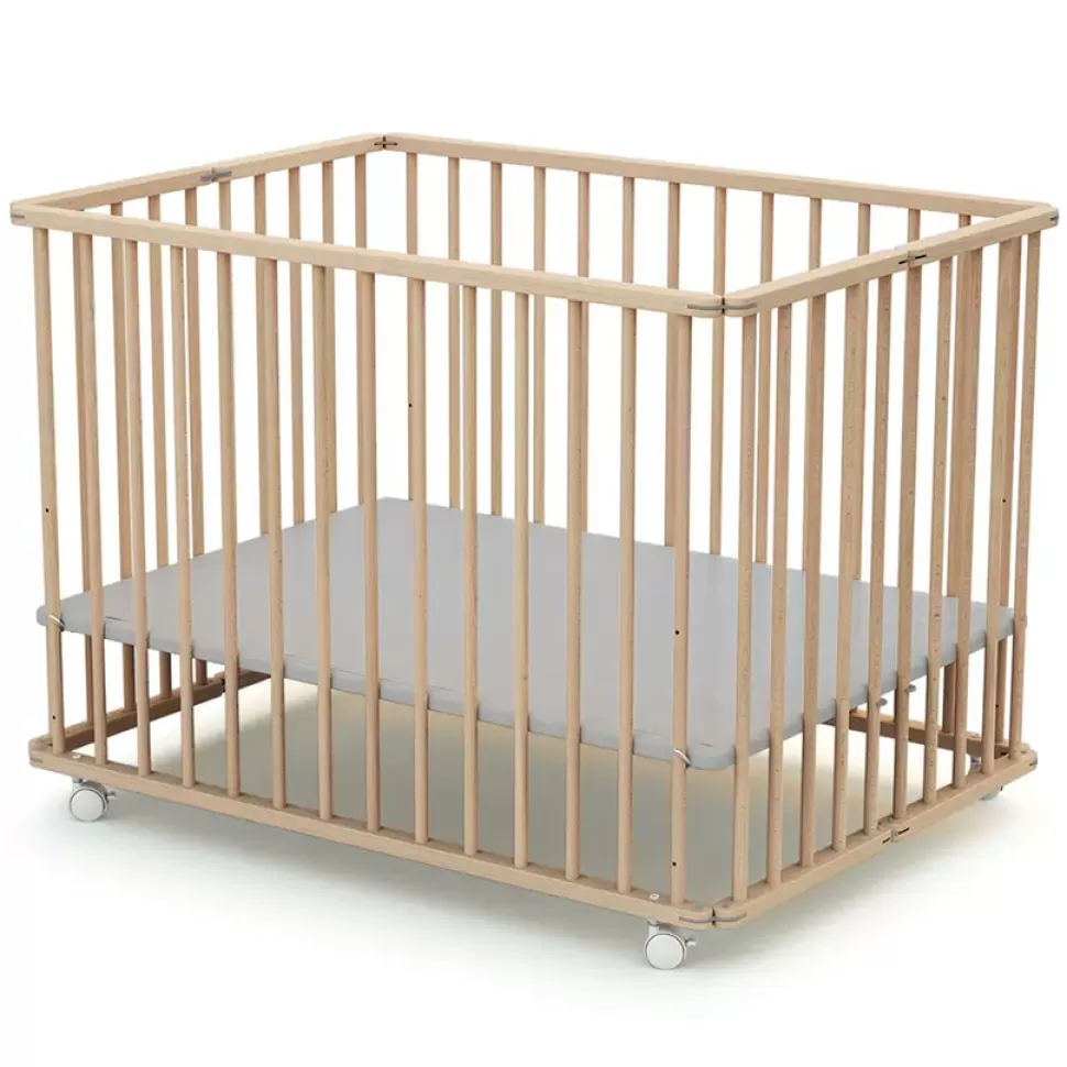 WEBABY Meuble Bébé>Parc Pliant Hêtre Brut - 100 x 100 cm