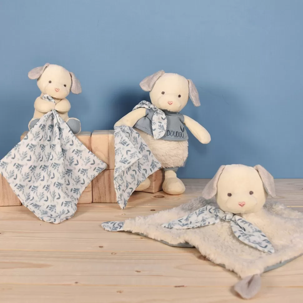 Doudou et Compagnie Peluche>Peluche Chien avec son Doudou Botanic - Bleu