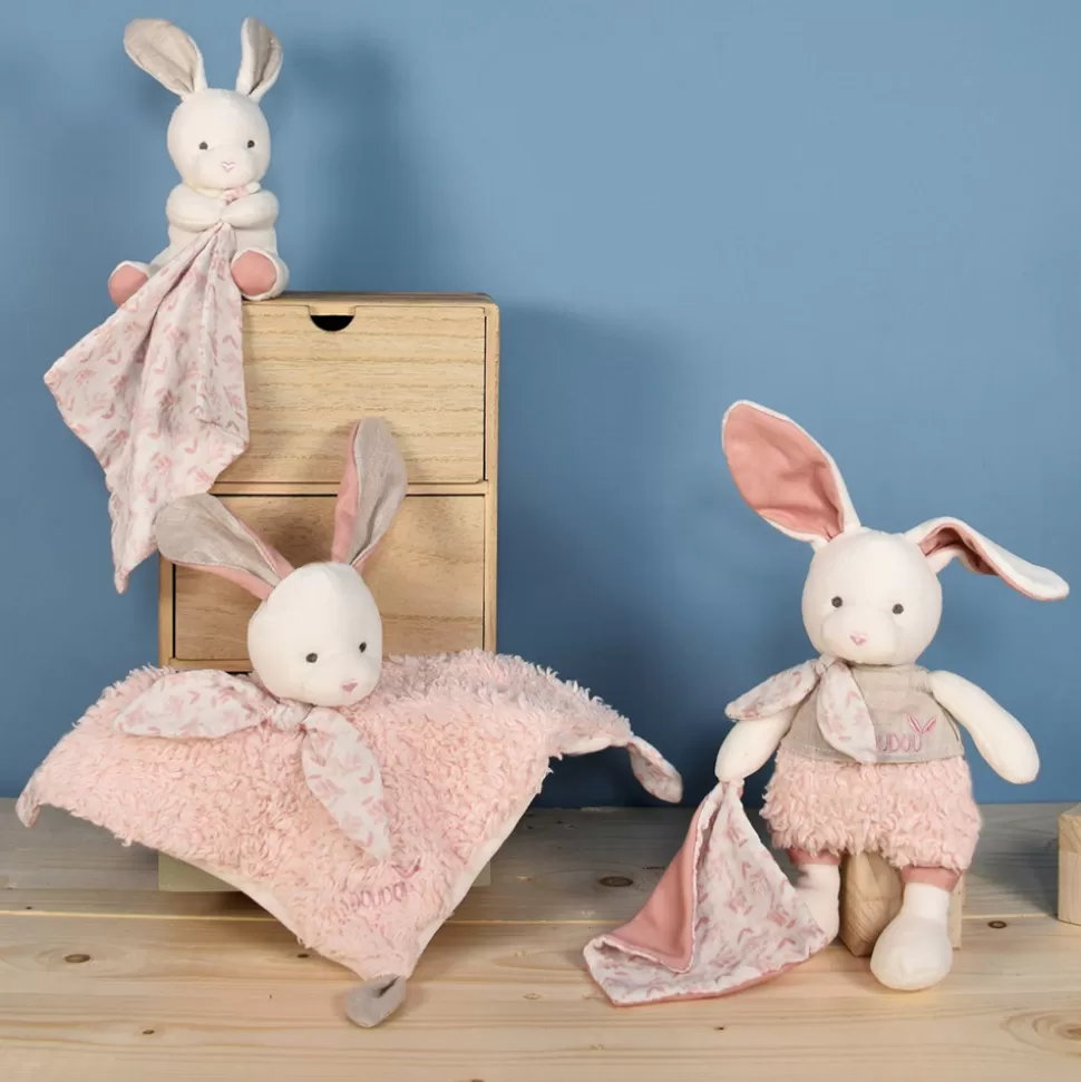 Doudou et Compagnie Peluche>Peluche Lapin avec son Doudou Botanic - Rose