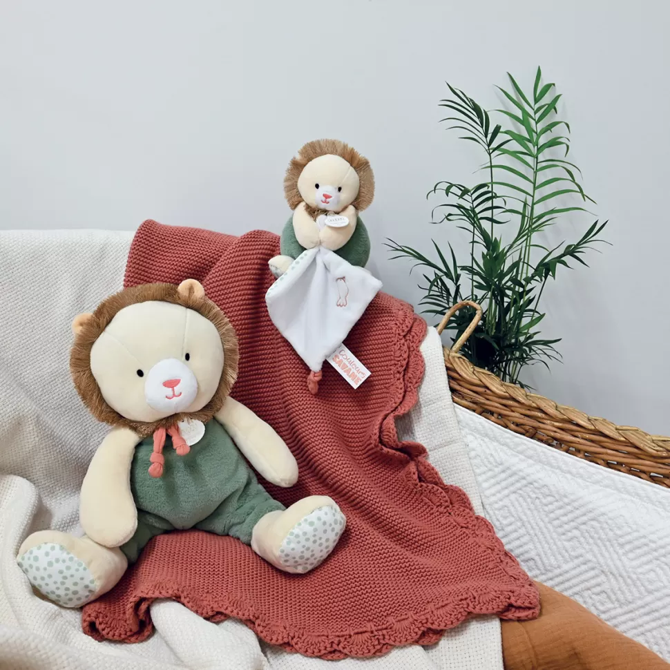 Doudou et Compagnie Peluche>Peluche Lion avec son Doudou Couleurs Savane