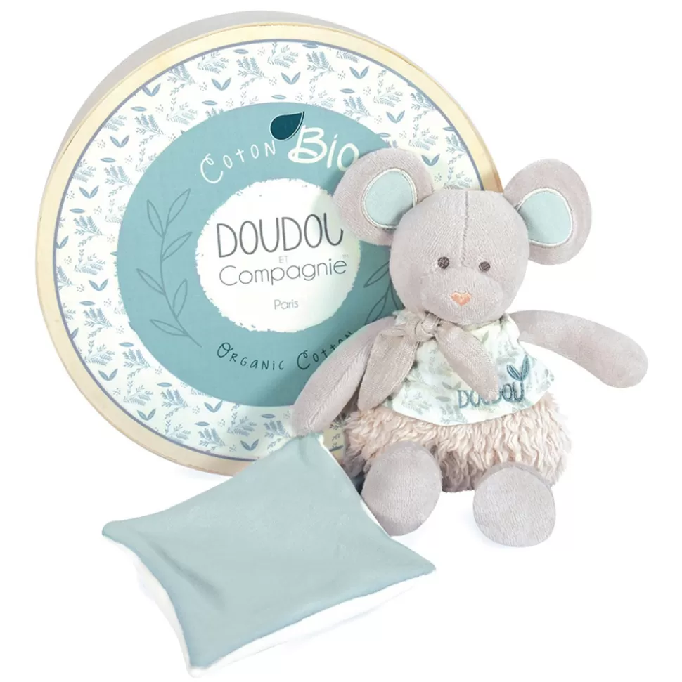 Doudou et Compagnie Peluche>Peluche Souris avec son Doudou Botanic - Vert Olive