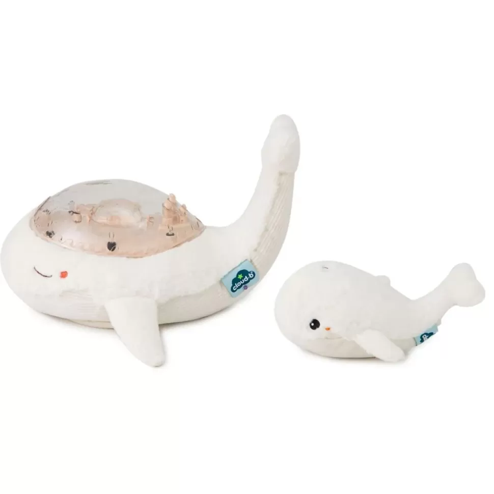 Cloud b Peluche>Peluche Veilleuse Tranquil Whale Family White